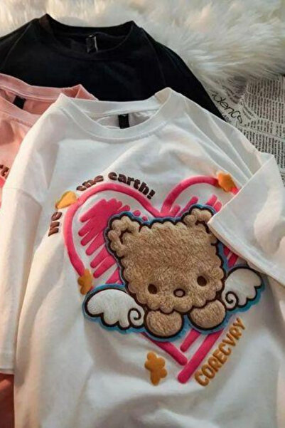GOSSİP TEAM Gossip Team Retro Cute Bear με στάμπα λευκό μπλουζάκι Unisex Over...