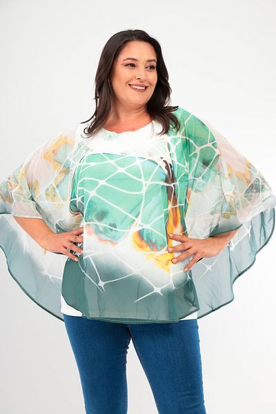 MAMAYAGA Asymmetric Cut Chiffon Curve Viscose Sports Blouse - Large Size