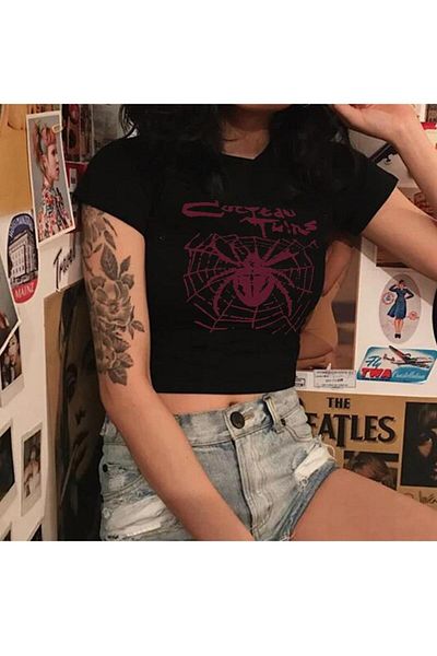 GOSSİP TEAM Gossip Team - Bluză Crop Red Spider