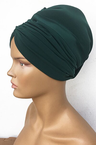 Vera Καπό με επένδυση ντραπέ Εξωτερικό καπό έτοιμο τουρμπάνι Σμαραγδένιο πράσινο γυναικείο μανίκι με καπό με επένδυση Hijab