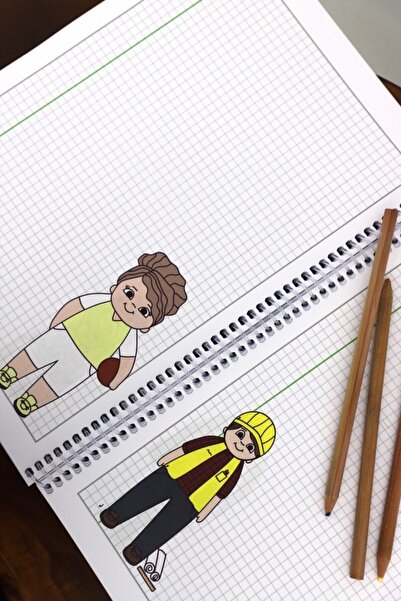 sevimli minikler A4 Karikatürlü Kareli 60 Yaprak Matematik Defteri