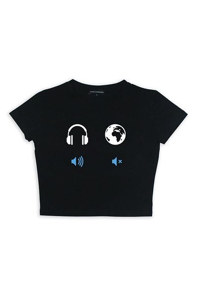 GOSSİP TEAM Gossip Team - Black Crop, Da Muzică No World Printed