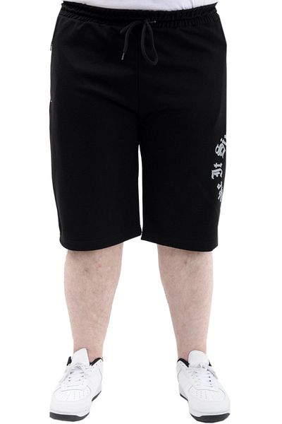 ModeXL Pantaloni scurți Capri pentru bărbați - mărime mare, imprimați, SIMPLE 24504 negru