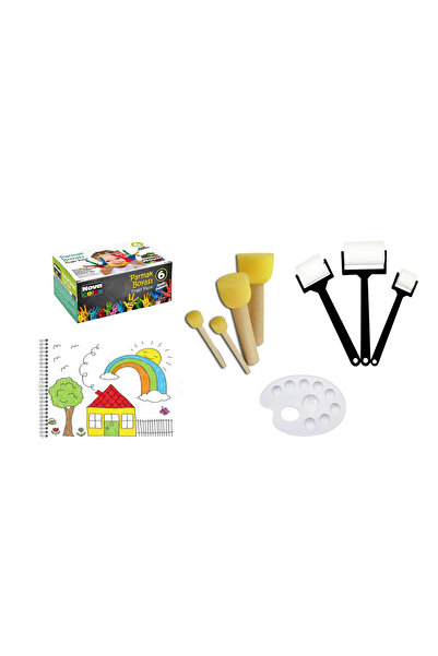 TİFOYS Parmak Boyası , Sünger , Rulo Fırça , Resim Paleti , Resim Defteri , A...