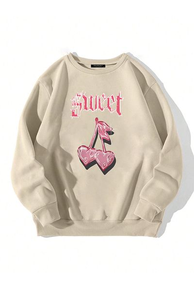 Mad&Calf Unisex Φούτερ με στάμπα Sweet Cherry Oversize - Fleece