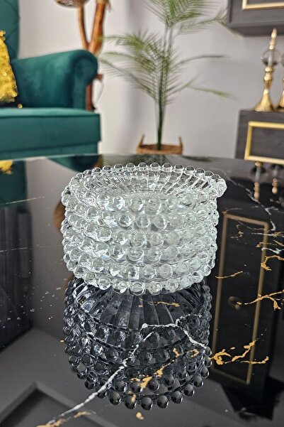 Gülümseten Avm 6-Piece Glass Bead Tea Plate| Glass Crystal Bead Tea Plate