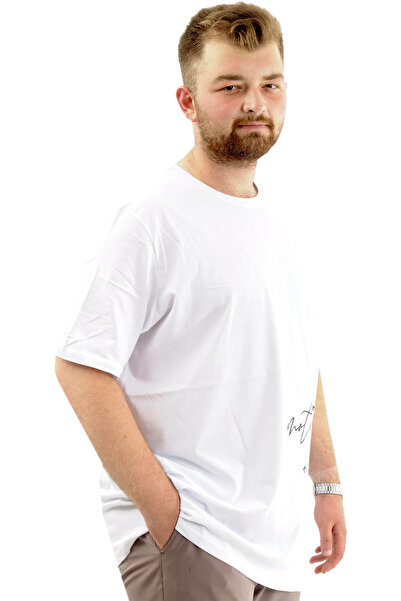 ModeXL Ανδρικό μπλουζάκι King Size - Mode XL, βαμβακερό, απαλή υφή, εμπριμέ BELIEF U24085 Λευκό