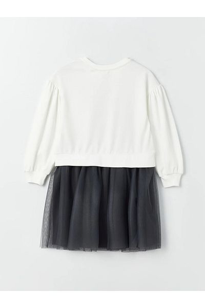 LC Waikiki LCW Kids - Μακρυμάνικο φόρεμα για κορίτσια με στάμπα με λαιμόκοψη