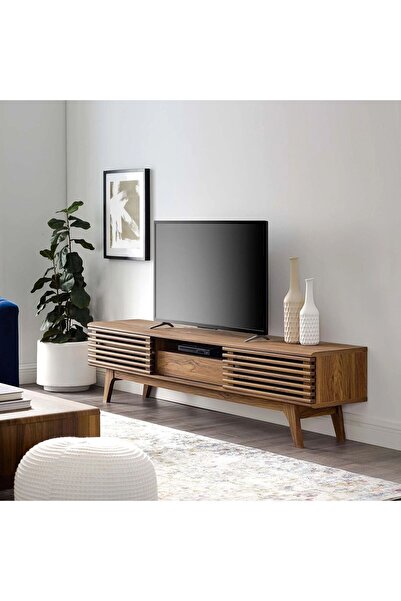 Wildwood atolye Çam masif ahşap ızgara kapaklı tek çekmeceli tv ünitesi