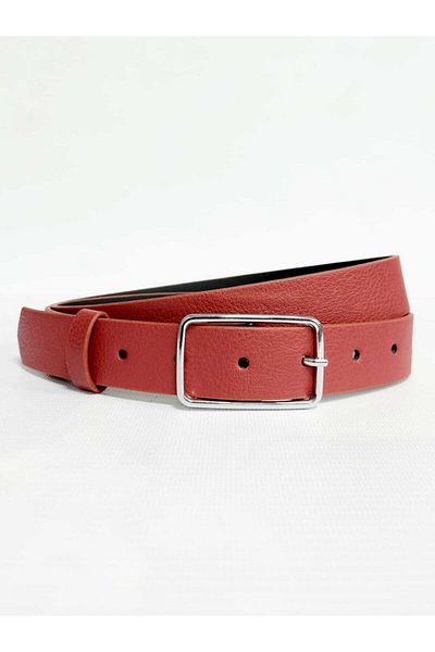 Kemerix Women's Red Belt with Silver Buckle