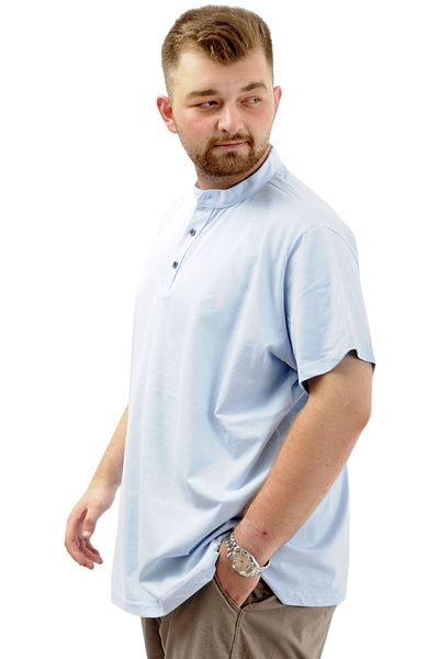 ModeXL Ανδρικό μπλουζάκι Judge Collar Button - Μπλε, Μεγάλο Μέγεθος, U24339