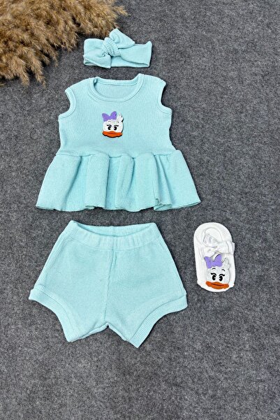 ADABEBEK Disney Turquoise Shorts Blouse and Ballerina Socks Set - Bandana