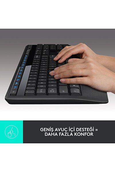 logitech MK345 Kablosuz Türkçe Klavye Mouse Seti, Siyah 920-006514