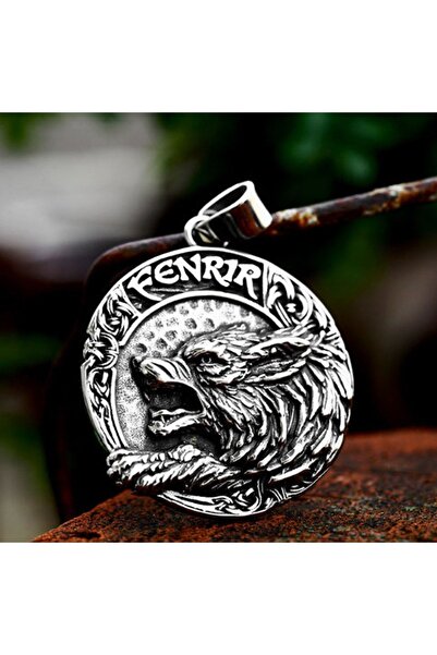 daisybydaisy قلادة ذئب فينرير الأسطورية الاسكندنافية ذات الوجهين / قلادة بوصل...
