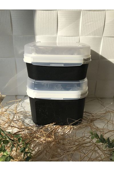Tupperware Special Square 2 Pieces 2.6 Liters and 1.2 Liters Black