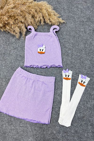 ADABEBEK lilac Baby Crop Set - Rope Strap, Skirt and Dafi Accessory Socks