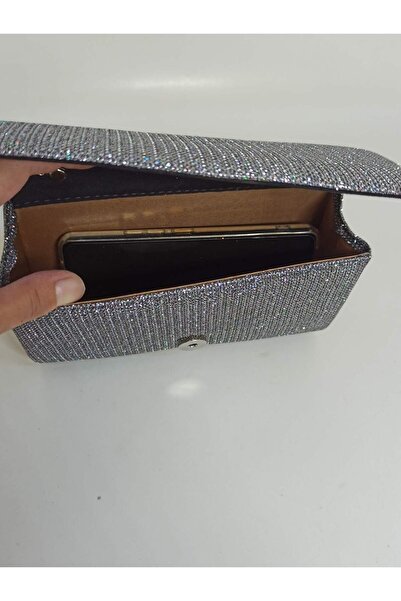 dizaynbag Kadın Platin simli mini abiye çanta