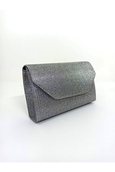 dizaynbag Kadın platin simli kutu abiye çanta