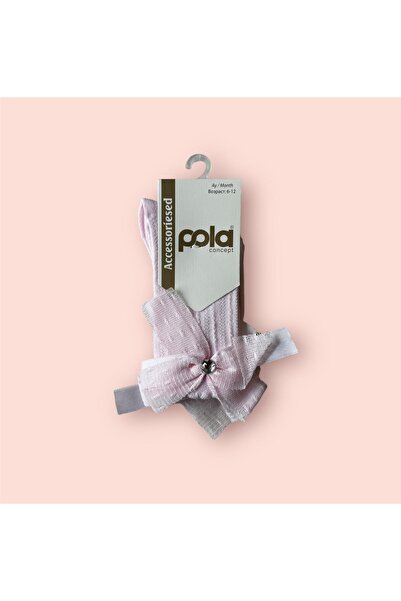 Pola Pink Patterned Baby Cotton Knee Socks - Bow Detailed, Accessory No 3