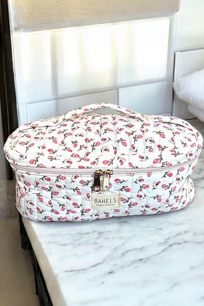 BAHELS Rose Pattern Airwrap Compatible XL Size Bag Travel Bag for All Hair Styling with Internal Compartments
