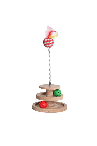RealWood Wood - Cat Toy - Multi-Purpose Use (Contains Rattle and Spring Ball)