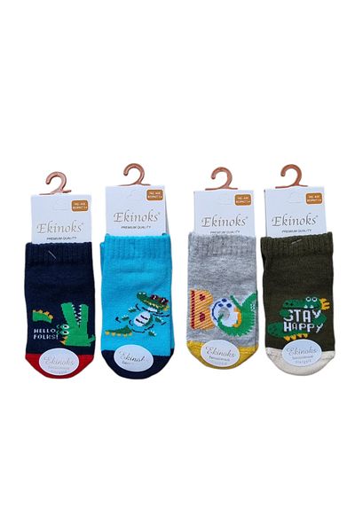 Ekinoks Colorful Crocodile Patterned Seamless Baby Kids Booties