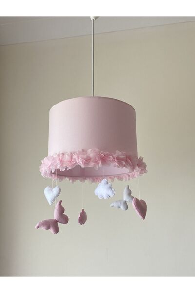 atölye ay ışığı Pembe çiçekli kız bebek çocuk odası avize