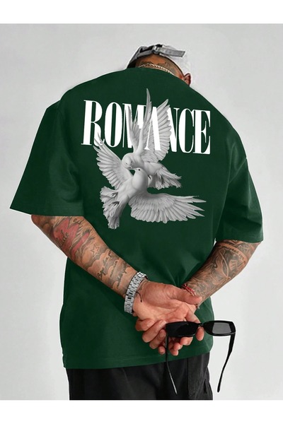 over head oh Muški Oversize kroj T-shirt - Petrol Green, Romance Štampano