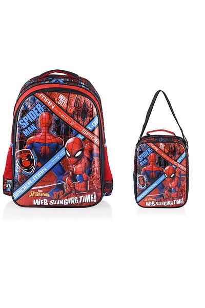 GENC DIJITAL BASKI Geanta pentru școala primară Spiderman Salto Web Slinging Time și cutie de prânz