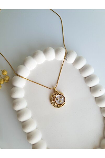 Bbnax Kararmaz Çelik Hilal Üç Yıldız Antik Kolye