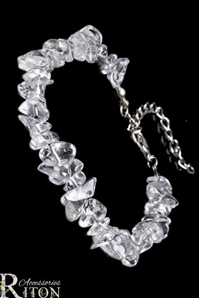 RİTON Ayarlanabilir Şeffaf Kuvars Kristal El yapımı Kırık Doğal Taş Bileklik ...