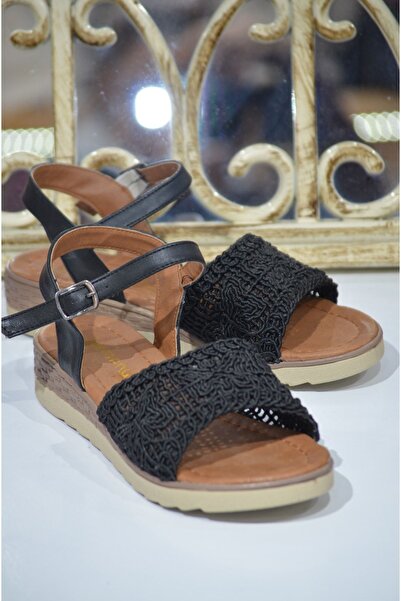 KunduraHane Ženske crne Čipka Sa deznom gležnjeve Na vezivanje Sandale