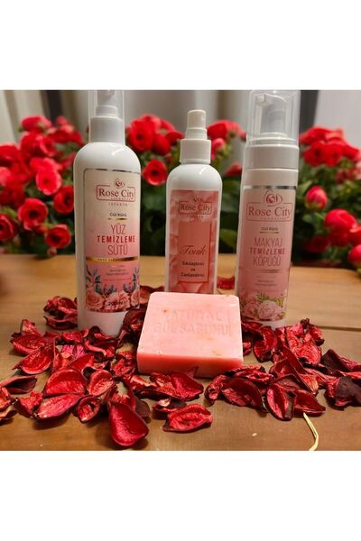 rosecity Doğal Gül Kürü Yüz Temizleme Sütü-Sıkılaştırıcı ve Canlandırıcı Toni...