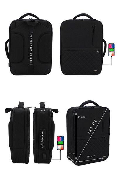 Case Club Unisex Hand and Backpack 15,6'' Αδιάβροχο ύφασμα με θήκη φορητού υπολογιστή και συσκευή USB