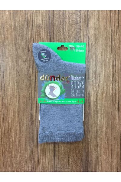 Dündar Unisex Gray Bamboo 3-Piece Seamless Diabetic Socks