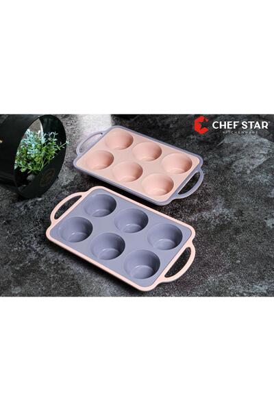 afifehome 6 أقسام مع مقبض - قالب خبز غير لاصق من السيليكون، قالب كعك المافن من السيليكون الفاخر