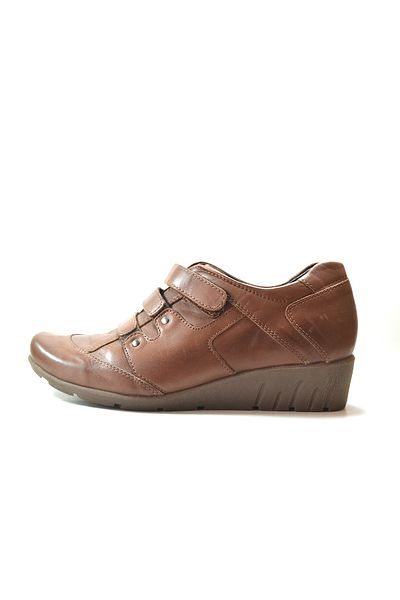 Onlo Ayakkabı 1635 Model Genuine Leather - BlaCk and Tan velCro Mother's Shoes