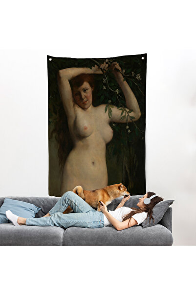 Harita Sepeti Gustave Courbet - Dallara Tutunan Nü Kadın Duvar Örtüsü-7364