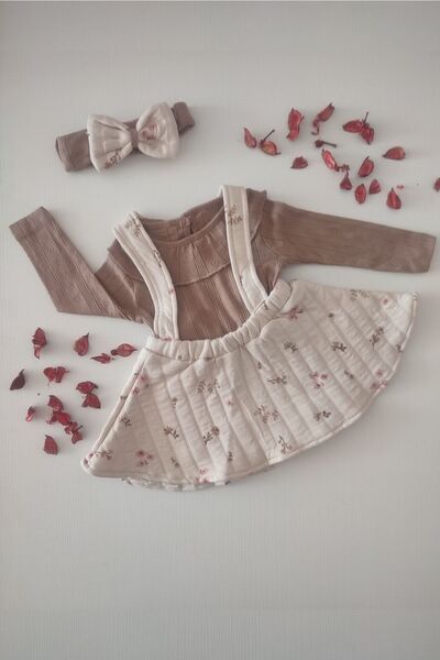 dubi baby Necixs Baby Girl Floral Patterned Bandana Slopet Dress