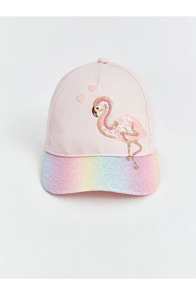 LC Waikiki Shiny and Glitter Flamingo Pattern - Girl's Adjustable Cap Hat