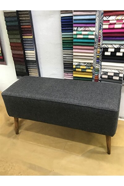 Lütfiye Gündoğan Bench puf yükseklik 45cm boy 95 cm en 40cm kumaş keten gri a...