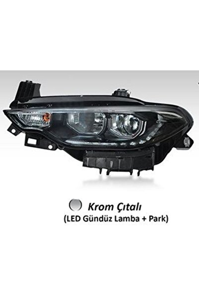 AYFAR FİAT EGEA Uyumlu ÖN SAĞ LED FAR MOTORLU KROM ÇITALI (DRL+PARK) 52145154 FAR-101134