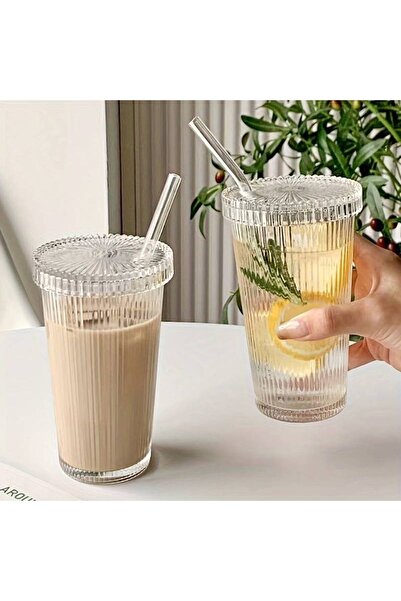 ODİ HOME طقم أكواب مكون من قطعتين بلون القهوة بالحليب سعة 380 مل - مع مصاصة و...