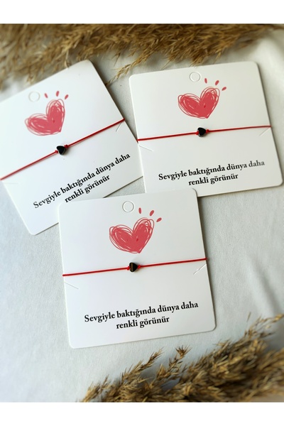 Atölye Merdiven 3lü Arkadaşlık bilekliği Seti kalp Hematit Taşlı Doğum günü /...