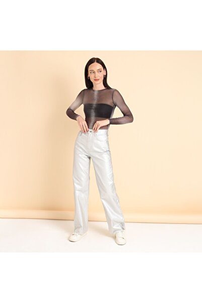 GaiaCollection Önü Gümüş Detaylı Bisiklet Yaka Bluz