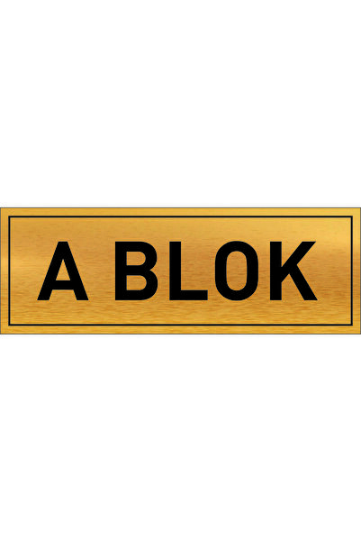 GOLD METAL PLATE WITH A BLOCK 20 X 7 CM
