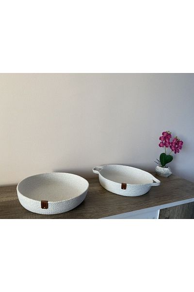 Sevdam Sepet White Double Decorative Box - with Handle and Storage Box