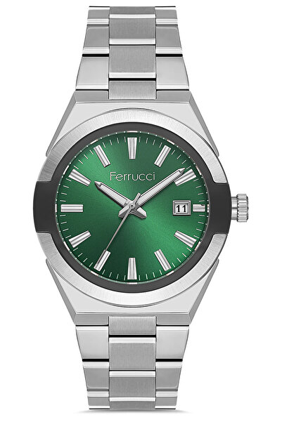 Ferrucci Erkek Su Geçirmez Çelik Kordon Spor Kol Saati Çelik Kasa Paslanmaz Çelik Takvimli Spor Model