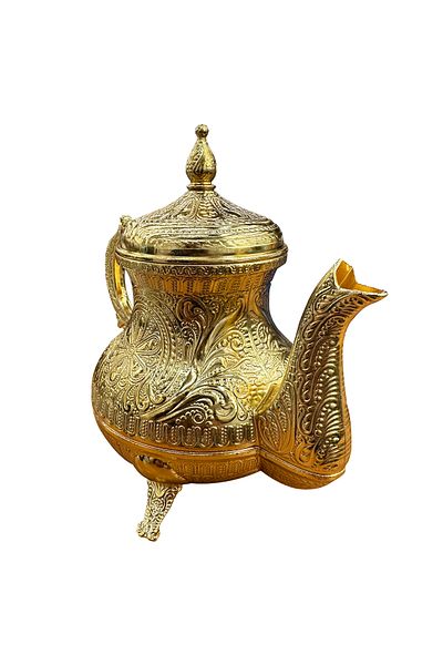 EMENUNU إبريق شاي نحاسي تركي عثماني مطرز يدويًا سعة 0.85 لتر