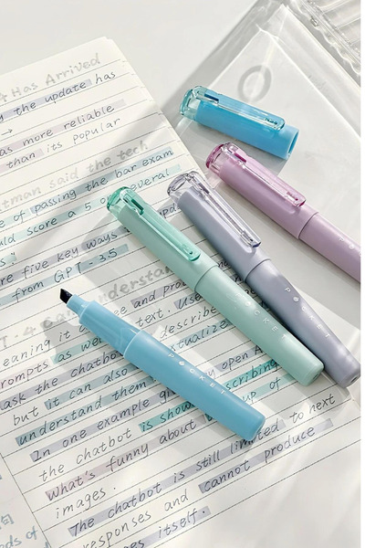 NaSaDAN Mavi Tonlar Pocket Soft Renkler Fosforlu Kalem Seti 4 Adet